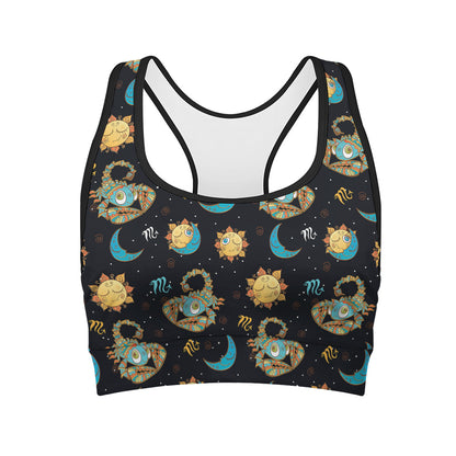 Cute Cartoon Scorpio Pattern Print Women's Sports Bra