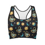 Cute Cartoon Scorpio Pattern Print Women's Sports Bra