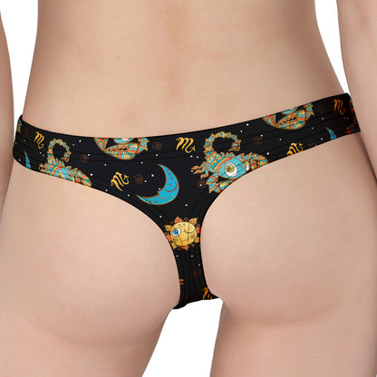 Cute Cartoon Scorpio Pattern Print Women's Thong