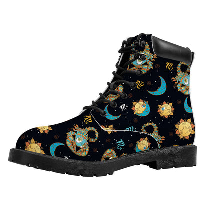Cute Cartoon Scorpio Pattern Print Work Boots