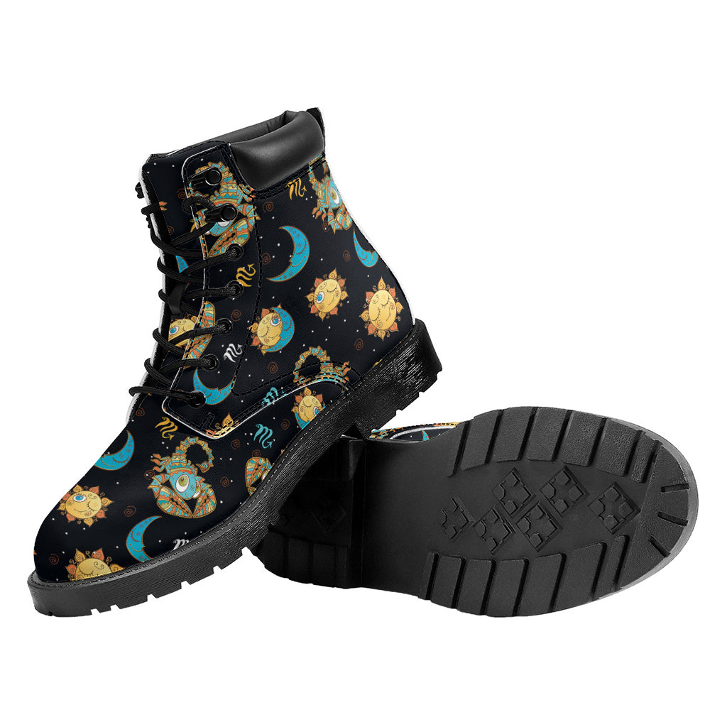 Cute Cartoon Scorpio Pattern Print Work Boots