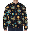 Cute Cartoon Scorpio Pattern Print Zip Sleeve Bomber Jacket