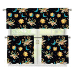 Cute Cartoon Taurus Pattern Print 3 Piece Kitchen Curtains