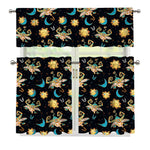 Cute Cartoon Taurus Pattern Print 3 Piece Kitchen Curtains