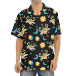 Cute Cartoon Taurus Pattern Print Aloha Shirt