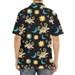 Cute Cartoon Taurus Pattern Print Aloha Shirt