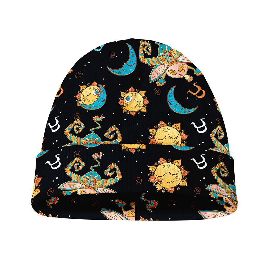 Cute Cartoon Taurus Pattern Print Beanie