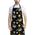 Cute Cartoon Taurus Pattern Print Bib Apron With Pocket