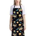 Cute Cartoon Taurus Pattern Print Bib Apron With Pocket