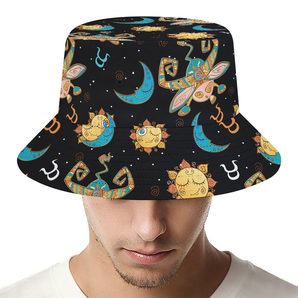 Cute Cartoon Taurus Pattern Print Bucket Hat