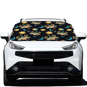 Cute Cartoon Taurus Pattern Print Car Windshield Snow Cover