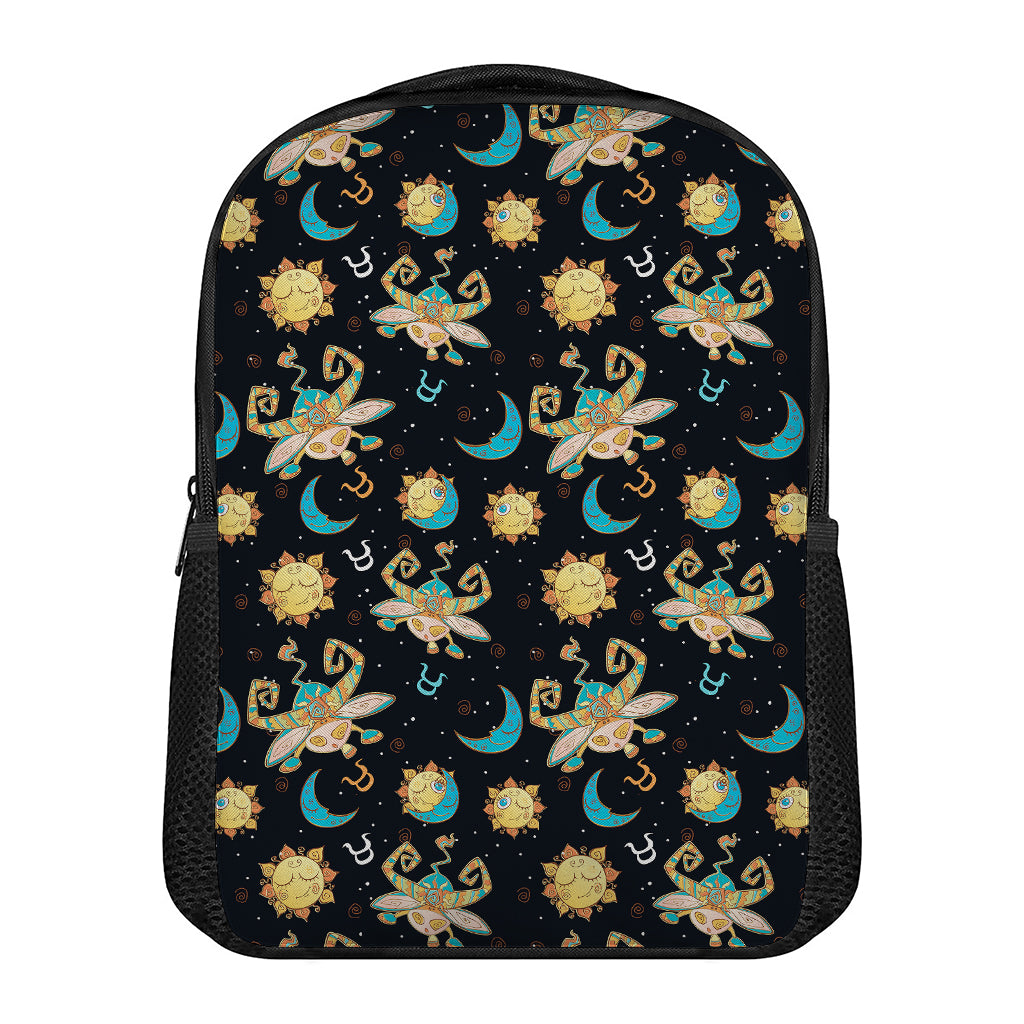 Cute Cartoon Taurus Pattern Print Casual Backpack