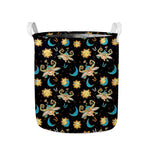 Cute Cartoon Taurus Pattern Print Collapsible Laundry Basket