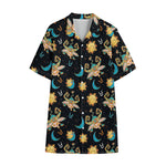 Cute Cartoon Taurus Pattern Print Cotton Hawaiian Shirt