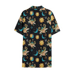 Cute Cartoon Taurus Pattern Print Cotton Hawaiian Shirt