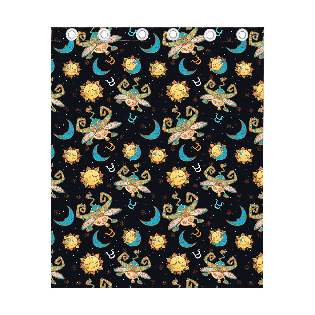 Cute Cartoon Taurus Pattern Print Curtain