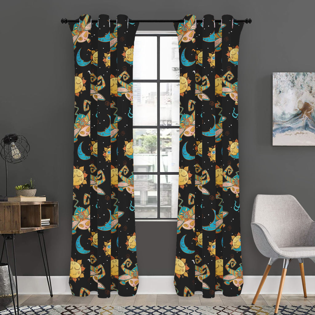Cute Cartoon Taurus Pattern Print Curtain
