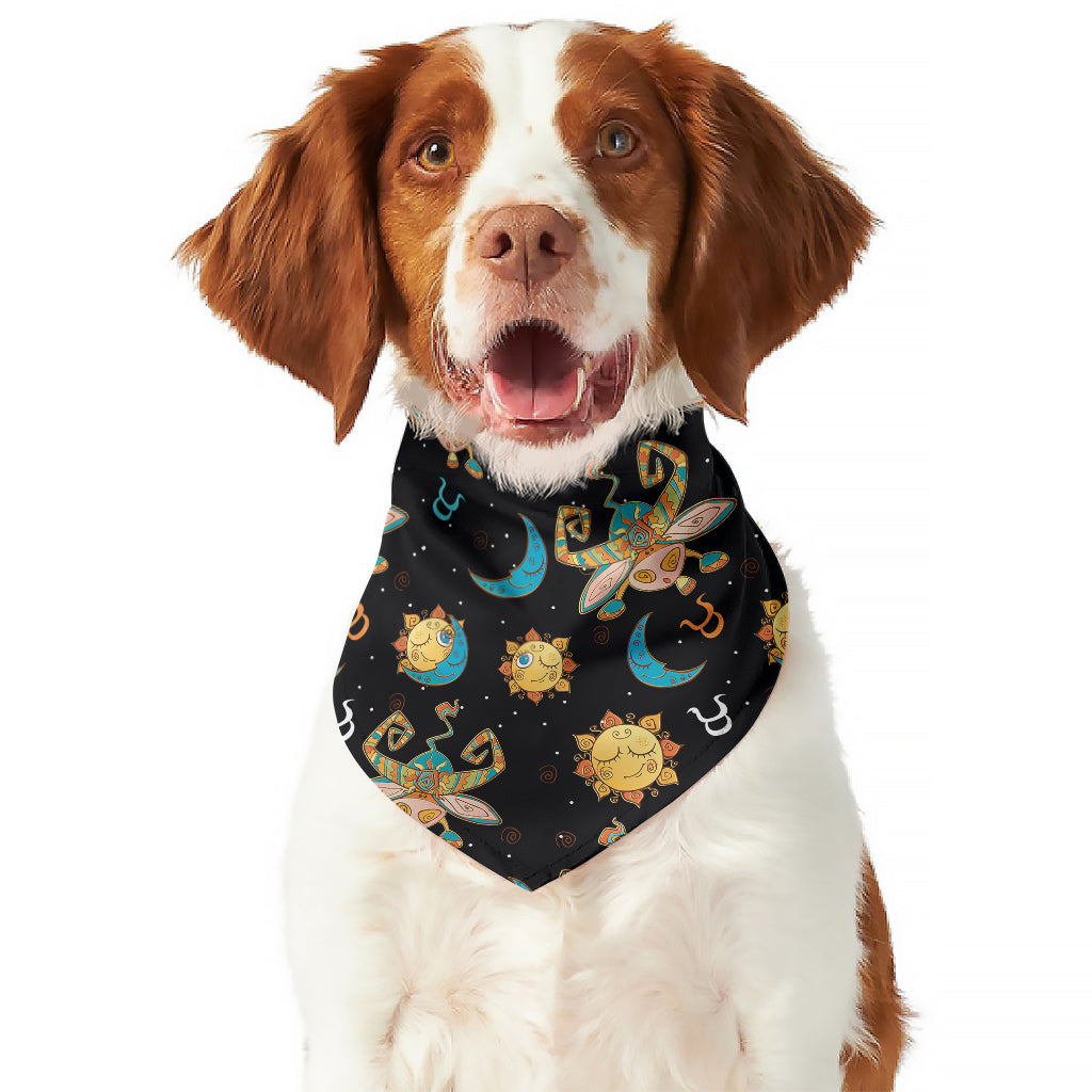 Cute Cartoon Taurus Pattern Print Dog Bandana