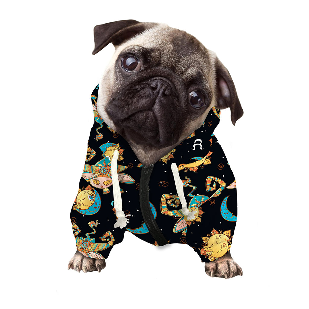 Cute Cartoon Taurus Pattern Print Dog Zip Up Hoodie