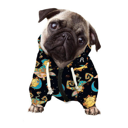 Cute Cartoon Taurus Pattern Print Dog Zip Up Hoodie