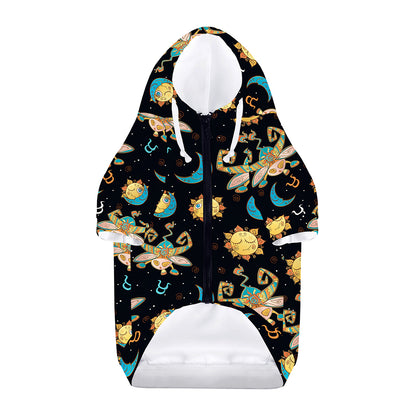 Cute Cartoon Taurus Pattern Print Dog Zip Up Hoodie