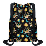 Cute Cartoon Taurus Pattern Print Drawstring Backpack