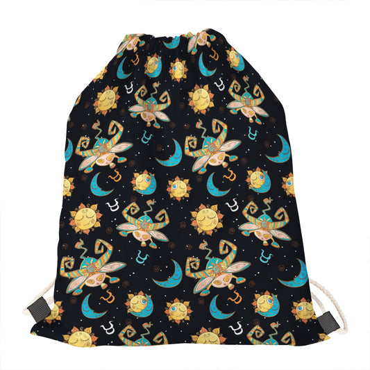 Cute Cartoon Taurus Pattern Print Drawstring Bag