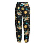 Cute Cartoon Taurus Pattern Print Fleece Lined Knit Pants