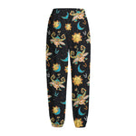 Cute Cartoon Taurus Pattern Print Fleece Lined Knit Pants