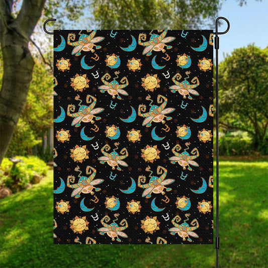 Cute Cartoon Taurus Pattern Print Garden Flag