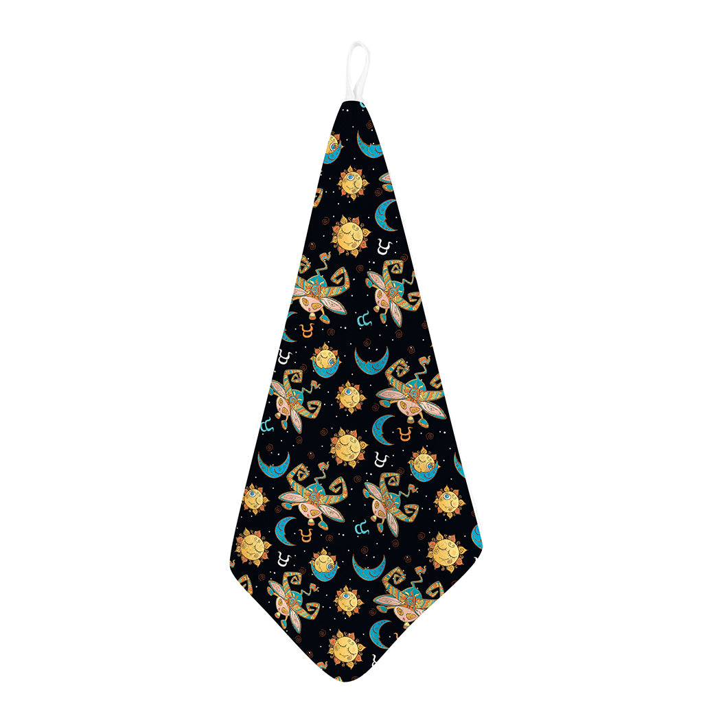 Cute Cartoon Taurus Pattern Print Hand Towel