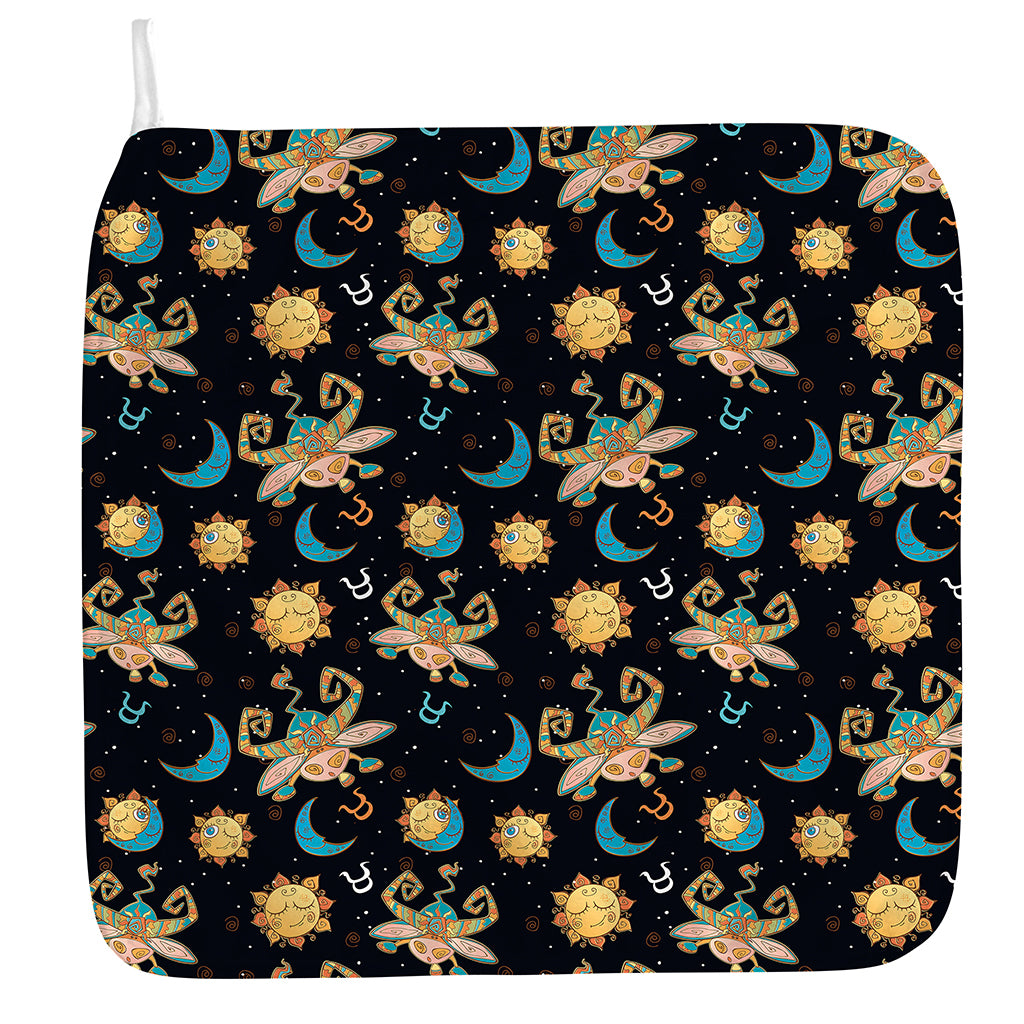 Cute Cartoon Taurus Pattern Print Hand Towel