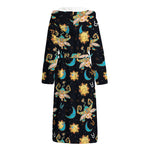 Cute Cartoon Taurus Pattern Print Hooded Bathrobe