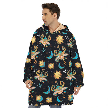Cute Cartoon Taurus Pattern Print Hoodie Blanket