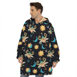 Cute Cartoon Taurus Pattern Print Hoodie Blanket