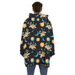 Cute Cartoon Taurus Pattern Print Hoodie Blanket