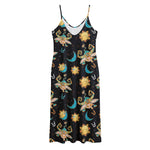 Cute Cartoon Taurus Pattern Print Jersey Midi Cami Dress