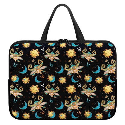 Cute Cartoon Taurus Pattern Print Laptop Sleeve With Handle