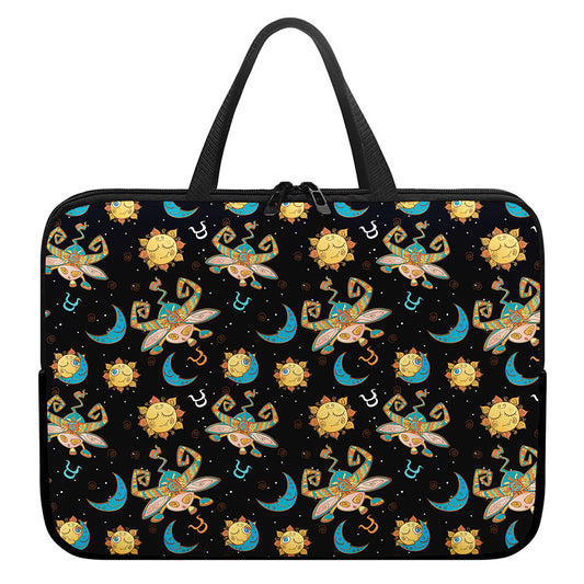 Cute Cartoon Taurus Pattern Print Laptop Sleeve With Handle