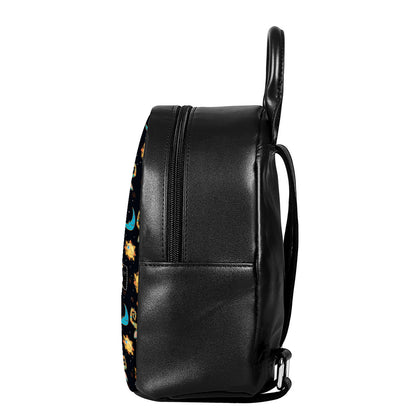Cute Cartoon Taurus Pattern Print Leather Backpack