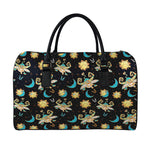 Cute Cartoon Taurus Pattern Print Leather Duffle Bag