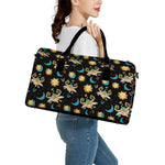 Cute Cartoon Taurus Pattern Print Leather Duffle Bag