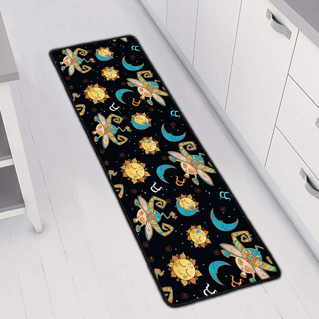 Cute Cartoon Taurus Pattern Print Long Kitchen Mat