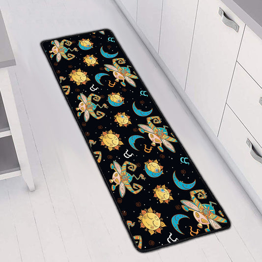 Cute Cartoon Taurus Pattern Print Long Kitchen Mat