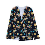 Cute Cartoon Taurus Pattern Print Long Sleeve Short Coat