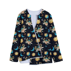 Cute Cartoon Taurus Pattern Print Long Sleeve Short Coat