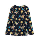 Cute Cartoon Taurus Pattern Print Long Sleeve Short Coat