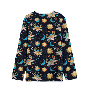 Cute Cartoon Taurus Pattern Print Long Sleeve Short Coat