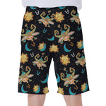 Cute Cartoon Taurus Pattern Print Men's Beach Shorts