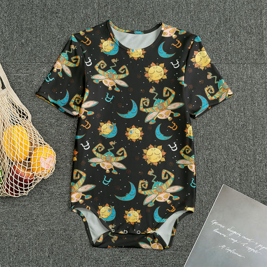 Cute Cartoon Taurus Pattern Print Men's Bodysuit